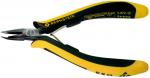 Preview: The image shows a small pair of pliers with black and yellow handles. The jaws of the pliers are narrow and pointed, suitable for cutting or gripping fine objects.