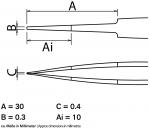 Preview: The image displays technical drawings with dimensions in millimeters. At the top are two parallel lines labeled A, B, and Ai. Below is another line with the dimensions C and B.