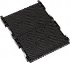 Preview: The image shows a rectangular, flat plate made of black plastic. It features a structure with many narrow, parallel grooves and two lateral cutouts.