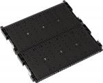 Preview: The image shows a rectangular, black plastic plate with many parallel grooves. It has small hooks or tabs on the edges and appears sturdy and flat.
