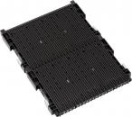 Preview: The image shows a black, rectangular plastic plate with many long, parallel grooves. It has small notches on the sides and appears sturdy and functional.
