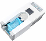 Preview: The image shows a device consisting of a white casing. It has a narrow opening in the middle, from which a blue bag protrudes. There are three buttons on the top.