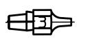 Preview: The image shows a stylized drawing of a pencil sharpener. It has a conical shape with an opening on the front and a central constriction that symbolizes the sharpening.