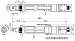 Preview: The image displays technical drawings of a cylinder with dimensions. It includes side views and a top view, showing various dimensions and details.