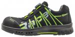Preview: The shoe is designed sportily, in black with bright green accents. It features a reinforced toe cap and a breezy, breathable surface. The laces are replaced by a practical closure.