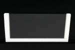 Preview: The image displays a flat, rectangular frame in white with a transparent center. The background is black, highlighting the frame.