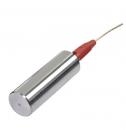 Preview: The image shows a cylindrical metal object with a smooth, shiny surface. At the top is a small, round area, and a red cable leads out.