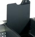 Preview: The image shows a black divider that is inserted into a container. It has a notch on the upper edge and is attached to a shelf. The background is light.