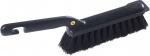 Preview: The image shows a black hand broom with a wide, fluffy bristle field and an ergonomic handle. The handle has a small notch for hanging.