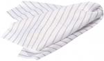 Preview: The image shows a folded, white cloth with narrow, continuous grey stripes. It is soft and often used in the kitchen or for drying.