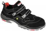 Preview: The image shows a black shoe with two wide Velcro straps. It features gray and red accents, a sturdy sole, and a sporty design, suitable for outdoor activities.