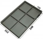 032.T-2102 - Vacuum-formed insert T-2102 548 x 352 x 42 mm, 6 compartments ESD 