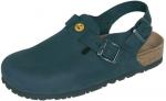 Preview: The shoe is a clog in dark blue-green with an open heel area. It has a soft, padded interior and a buckle on the side for better support. The sole is slip-resistant.