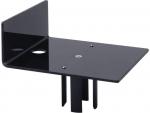 Preview: The image shows a black shelf with a back panel. It has a rectangular base and an opening in the board. The construction is sturdy and practical for wall mounting.